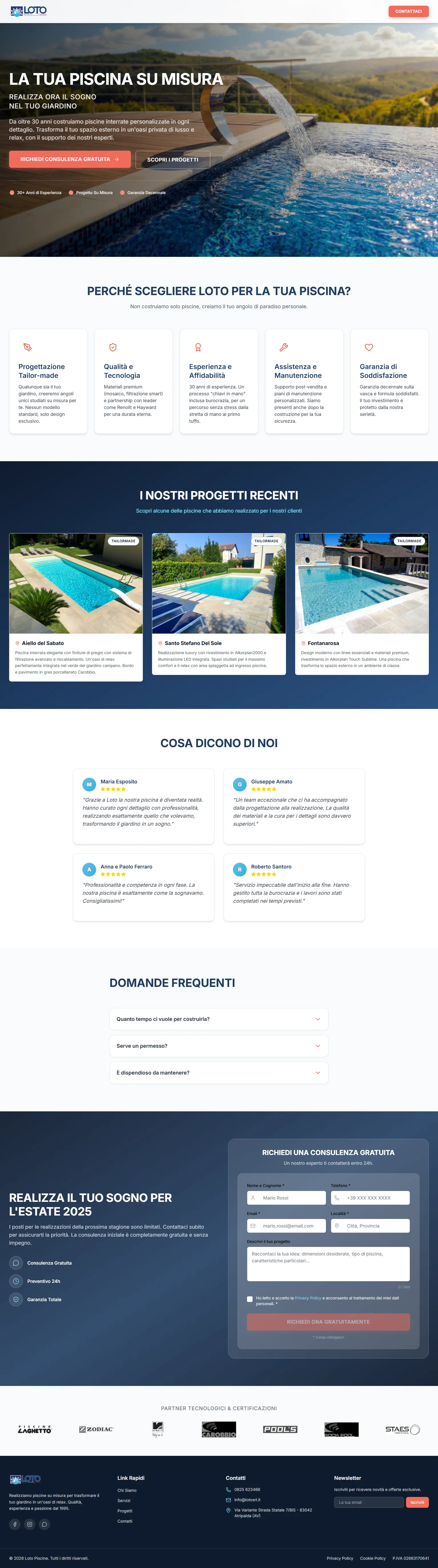 Schermata scorrevole di Landing Page.2 — https://lotopiscine.it