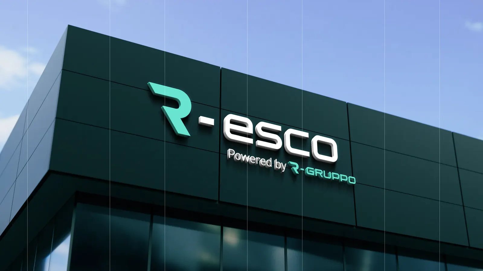 Insegna R-Esco sulla facciata della sede