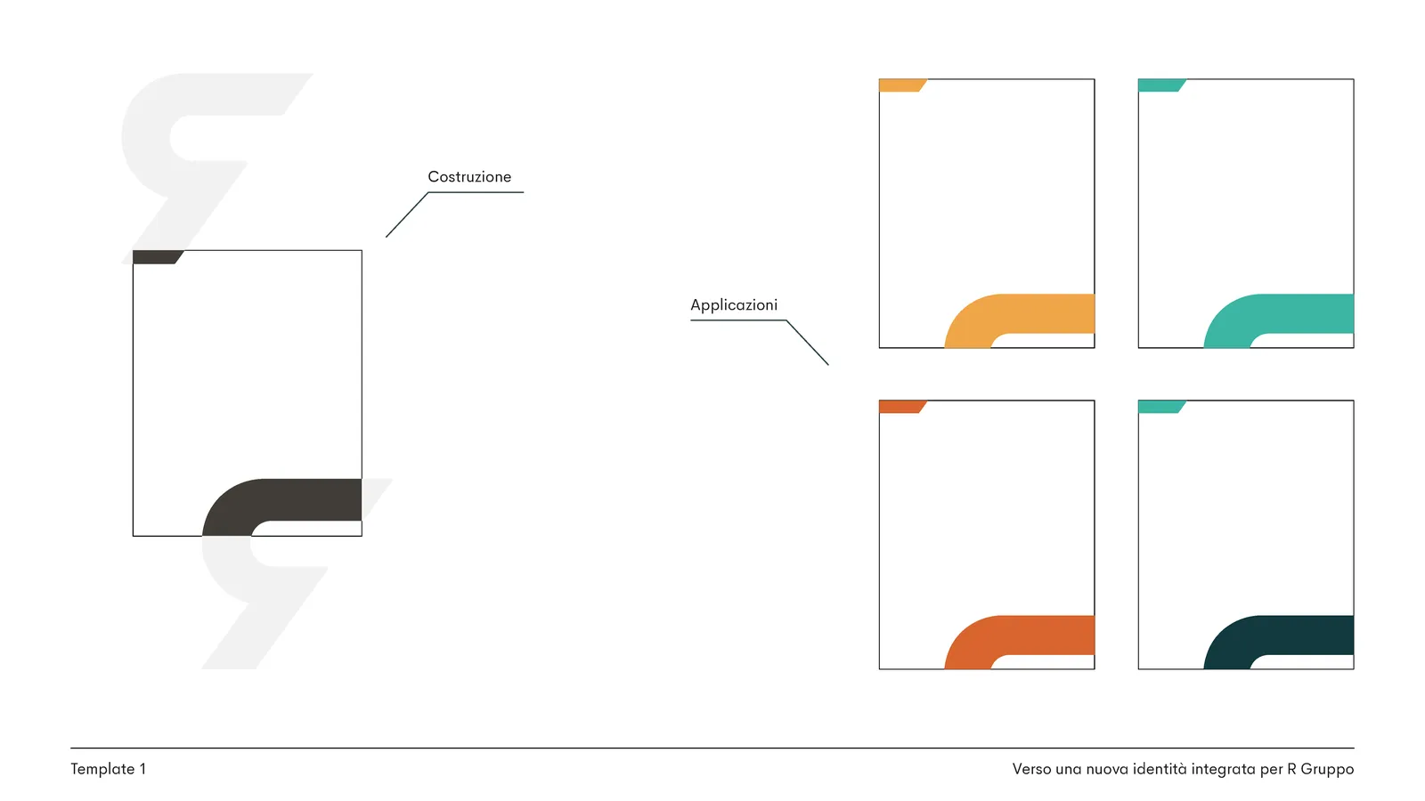 Costruzione del template social: cornice e applicazioni nei colori dei brand